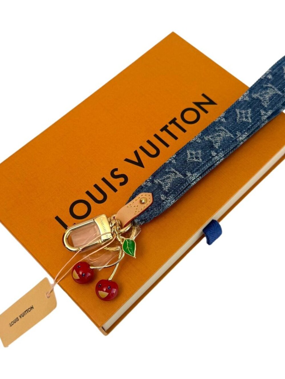 LOUIS VUITTON x Takashi Murakami Monogram Denim Cerise Cherry Dragonne Key Chain